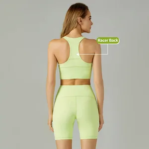 Hot Selling Factory Sexy Yogawear Set Sports Bra Biker Shorts Custom Logo