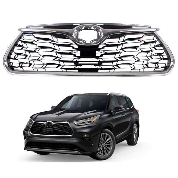 auto parts chrome grille with without radar hole front bumper upper grille for toyota higherlander 2020 2021 2022