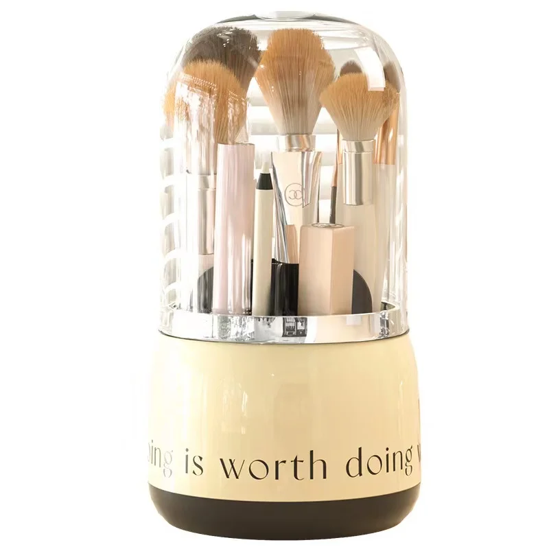 Custom logo eyebrow pencil lipstick Cosmetic Storage box 360 Rotation dustproof makeup brush organizer