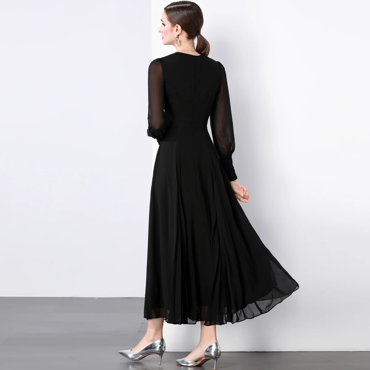 luxury black dress women Final Sale Luxury Black Short Muslim Long Sleeves Evening Dress SS212