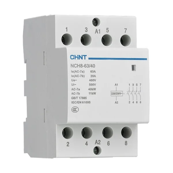 Chint NCH8 20A 25A 40A 63A NCH8-20/20 NCH8-20/11 NCH8-40/20 NCH8-40/40 NCH8-63/40 NCH8-63/22 CHNT Din rail Modular Contactor