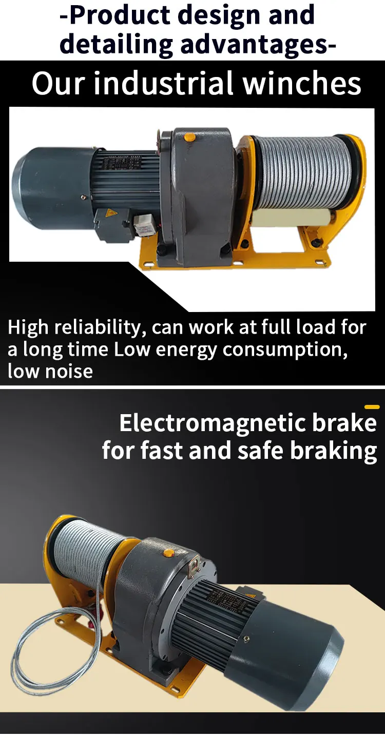 Wire Rope Winch Small Industrial Winch 1t2t Low Noise High Energy