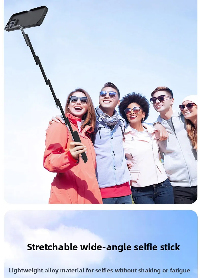 Applicable to iphone 15 Pro Max Phone case Selfie Stick Bluetooth Three-in-one Portable Selfie Stick Mobile Phone Selfie Stick