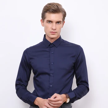 High Quality 100% Cotton Plaid Fashion Formal Dress Business Male Shirts Brand Plus Size Men Long Sleeve Shirt
