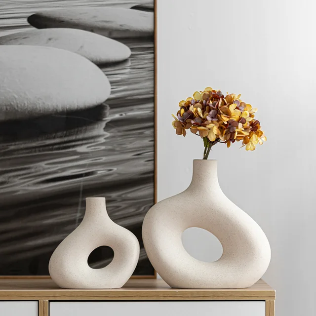 Home Decor Table Decorative White Vases Nordic Modern Creative Flower Ceramic Vases