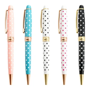 Novelty Polka Dot-Design Metal Ballpoint Pen 1.0mm InkSmooth Writing for School Stationery and Office Supplies, Promotional Gift