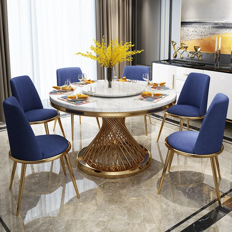 Dining Room Set Specific Use and Home Furniture General Use Round  Dining Table Set with Marble Top
