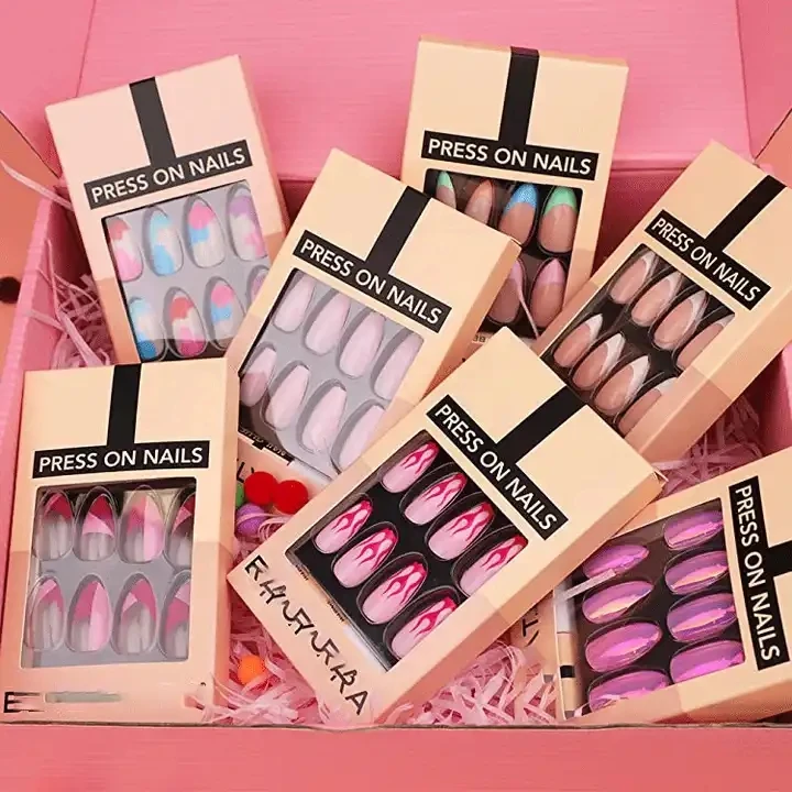 Custom Ecofriendly Recycled Logo Luxury Empty Press On Nail Packaging Box False Nail Boxes Gift