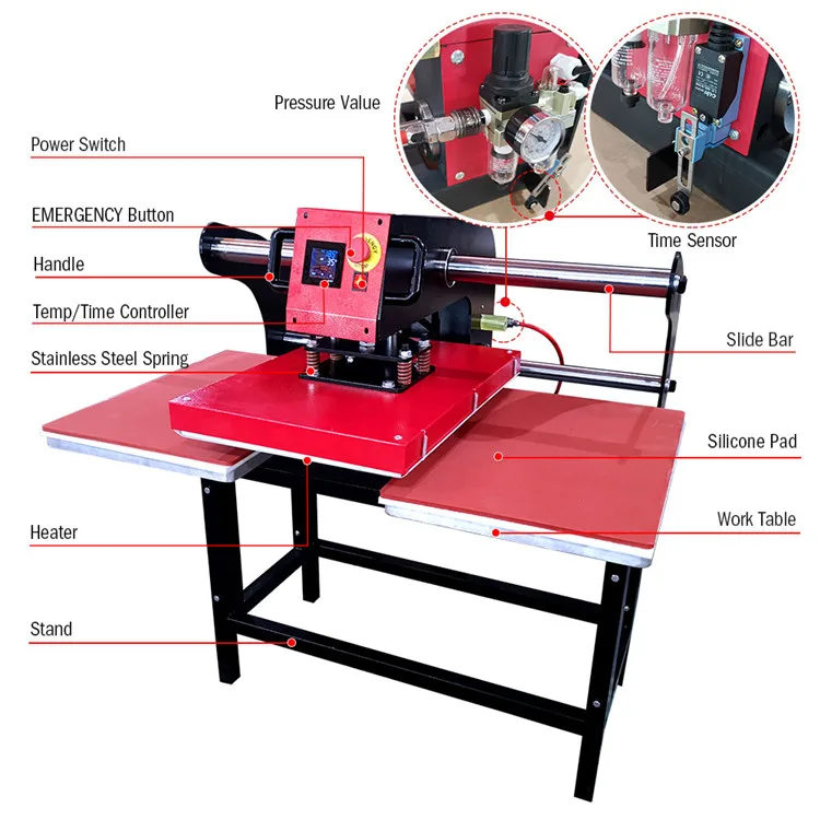 Red  and  Black  Automatic Heat Press Machine for Pressing T-shirt  With  Two  Stations factory