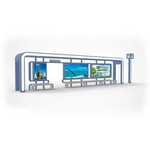 New modern waiting smart bus shelter design, smart bus stop shelter with bench solar