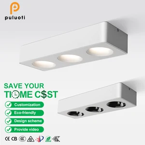 Modern 30W H55mm Spot Lights Aluminum LED Ceiling Light White Square Surface Mounted 3-Head 3000K 3500K 4000K 220V Led Spotlight