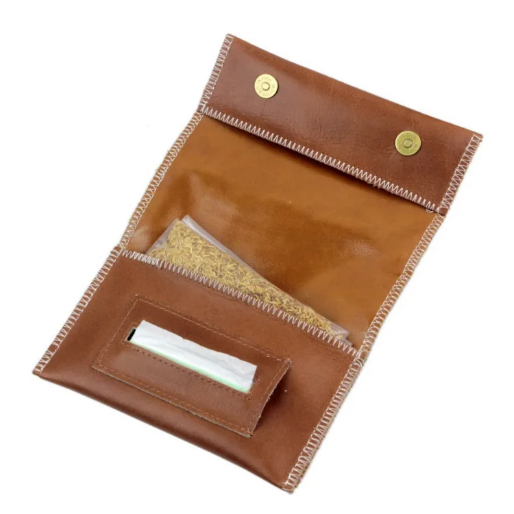 50g leather tobacco pouch Custom Tobacco Pouch Genuine Leather Amber Leaf Tobacco 50G Pouch Rolling  Tobacco Pouch