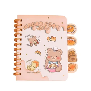 2026  Custom A6 Cute Color Cartoon Bread Bear Diary Mini Child Spiral  Notebook with Index