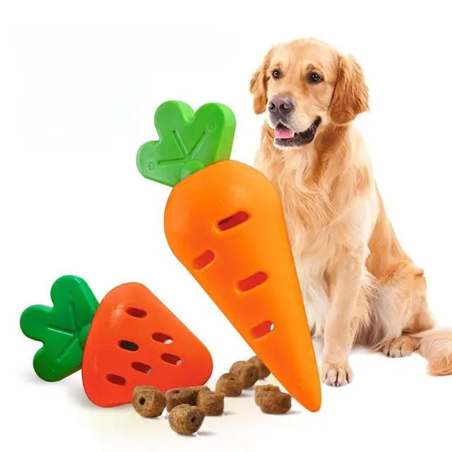 Carrot Straw Berry Design Dog Leaky Food Toy TPR Dispensing Interactive Dog Toy