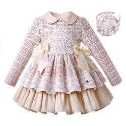 2021 Hot Selling Pettigirl Baby Clothes Set with Bows Pink Lace Girls Valentines Dresses with Hairwear Kids Clothes for Girls