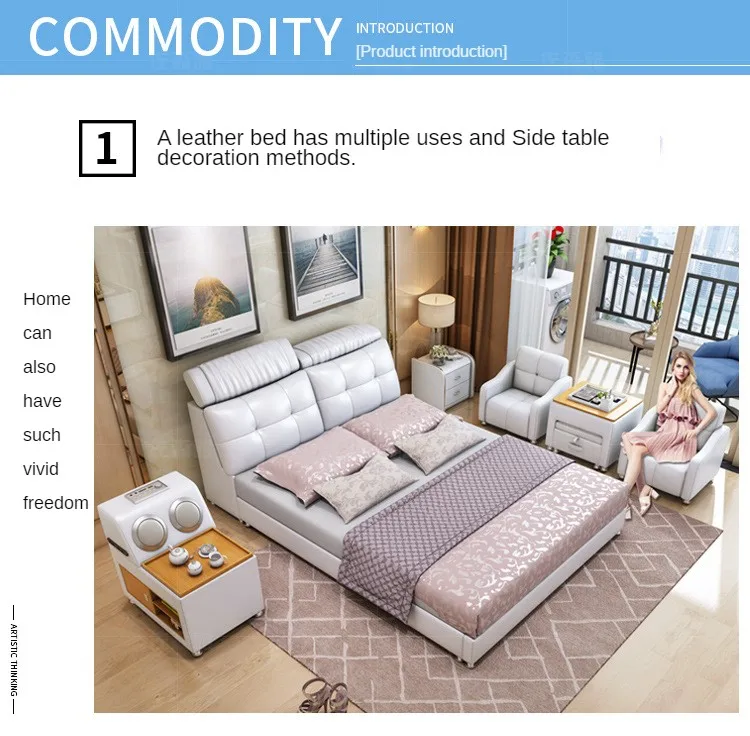 Modern Luxury King Bed Frame With Storage Upholstered Wood And Leather