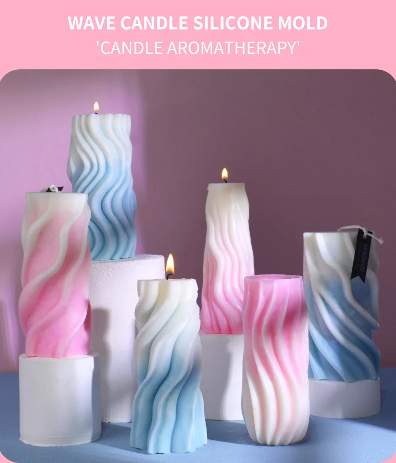 Dumo Wave Silicone Candle Molds For Candle Making Diy Scented Candle Mold Handmade Cylindrical