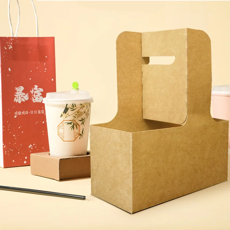 Customized Take Away Hot Drink Tea Carrier Papercup With Handle 2 Cup ...