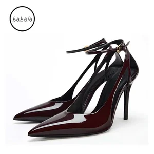 Manufacturer Wholesale Small MOQ OEM ODM Women Thin Summer Peep-toe Pumps Super High Buckle Strap Fashion Daily Shoes Plus Size