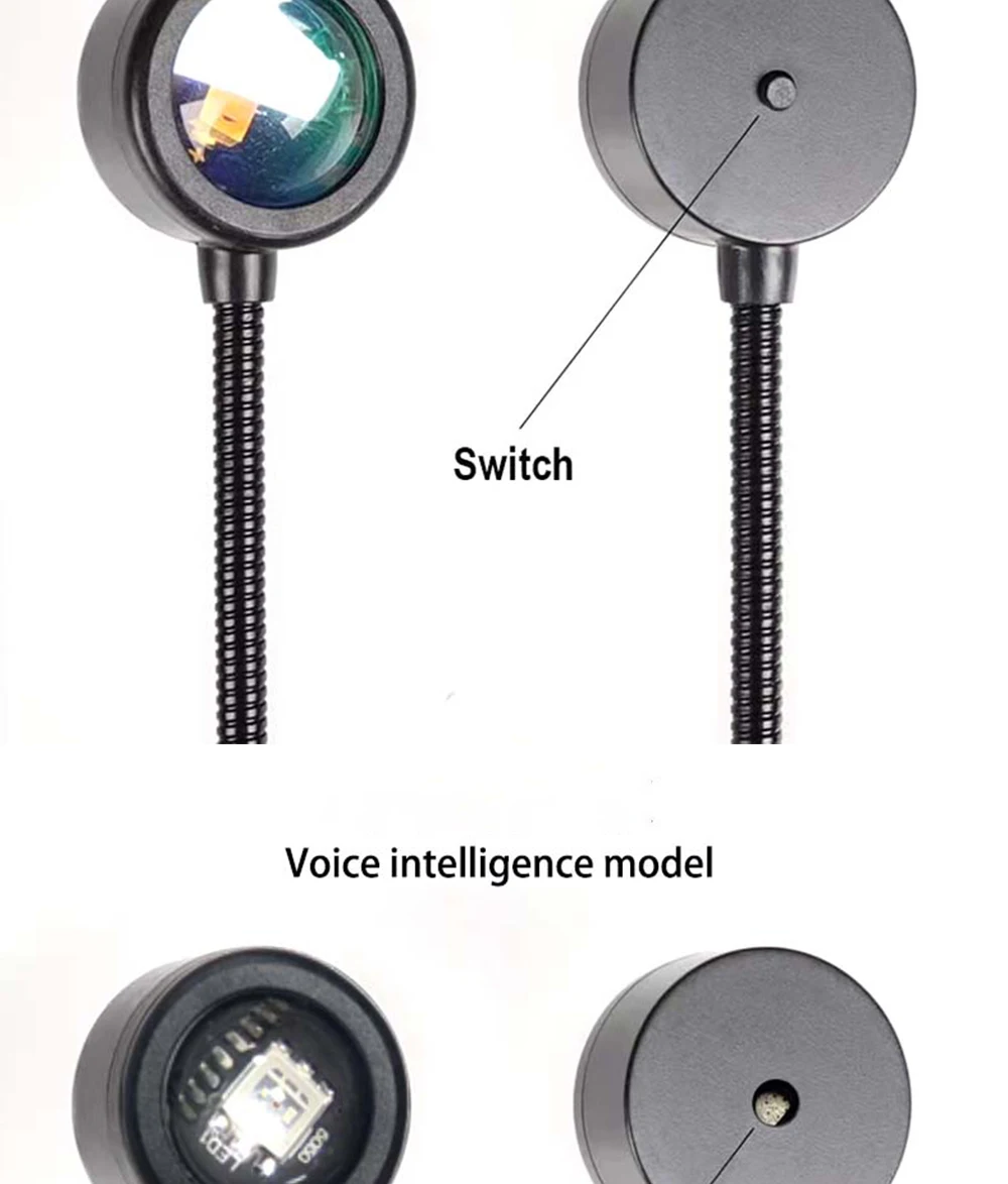 TECH-KING RGB Mini Portable Table Rainbow USB Led Light Projector Sunset Red Light Sunset Yellow atmosphere light