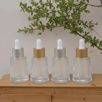 Golden  Oil Serum Bottle 30ml Glass Dropper Bottle Screw Cap  for Skin Care Water Bottle