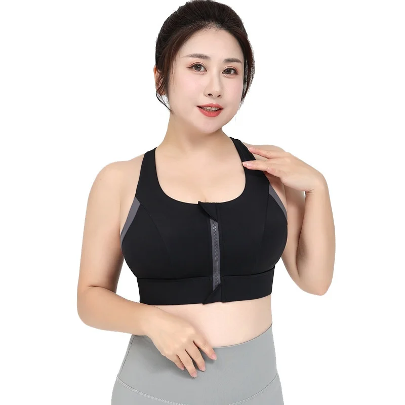 Plus Size Lightweight Seamless Fitness Bra High Strength Racerback Design Color Block Zi detail