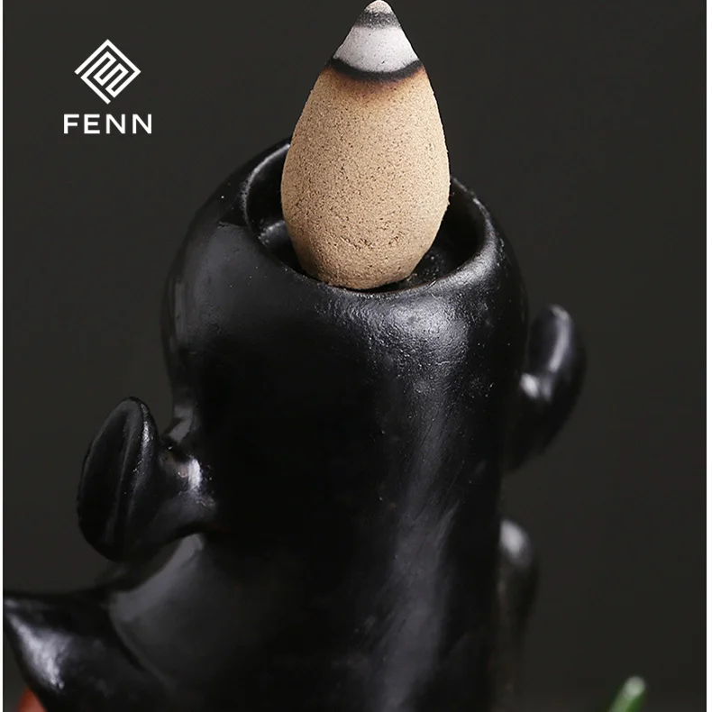 FENN Halloween Ghost Festival Backflow Incense Burner Gift Ceramic Pumpkin Waterfall Backflow Incense Burner Party Decoration