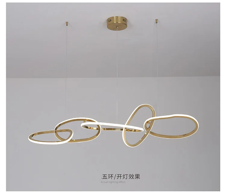 MEEROSEE Golden Ring Light LED Pendant Light Dinning Room Hanging Light MD87142