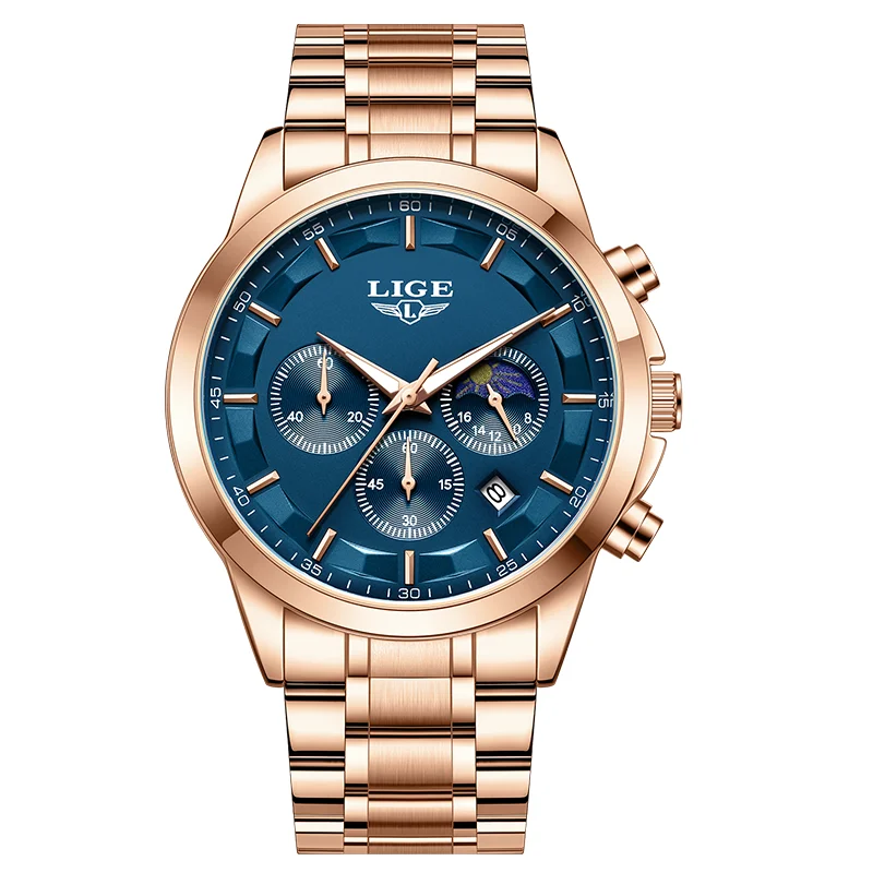 For LG89225 Rose Gold Men's Luxury Simple Alloy Stainless Steel