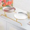 Gold-plated stainless steel round silver tray (top and bottom)