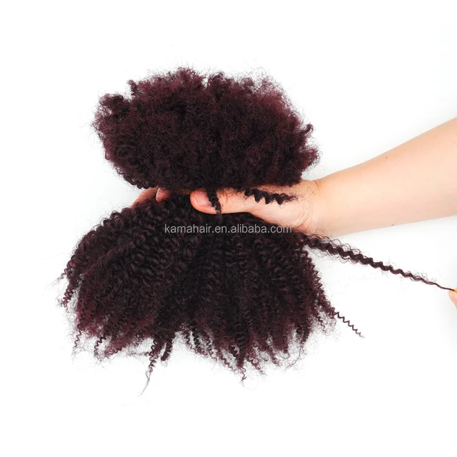 Factory Direct Kinky Curl Brazilian Virgin Human Hair Bulk 4C 99J Color Natural Afro Machine Double Weft KAMA