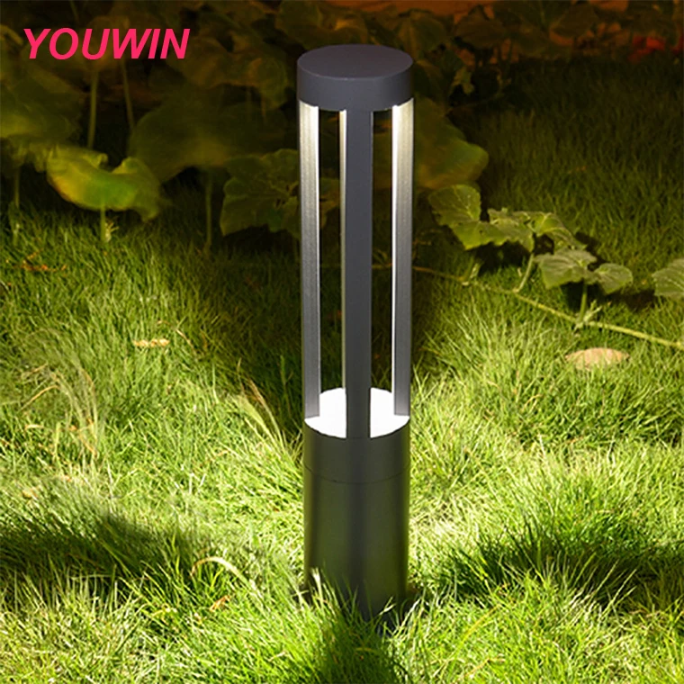 YOUWIN Outdoor Garden Park Decorative Aluminium Landscape Black Bollard Torch Standing Light Led Lawn Lamp Fixture