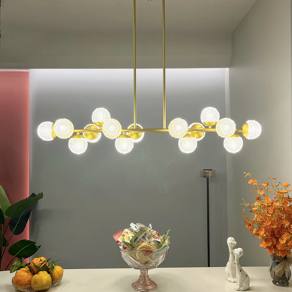 Glass G9 Light Source Chandelier Gold Luxury Restaurant Bar Drop Lights Indoor Bubble Ball Pendant Light