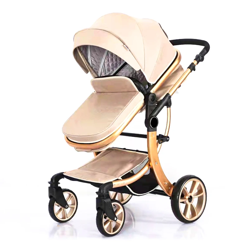 Wholesale High quality Foldable High Landscape Fancy Baby Stroller fashion style aluminium alloy baby pram with shock absorbing PU wheels From