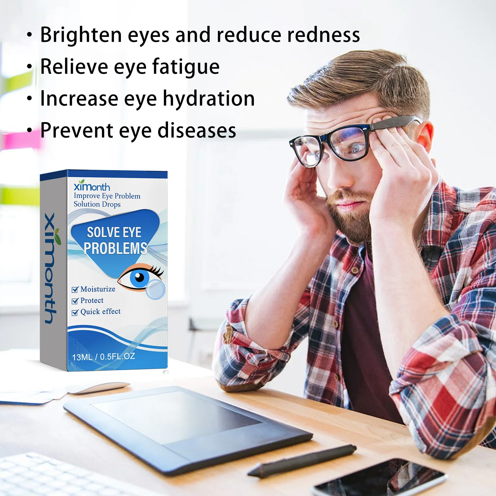 Ximonth Myopic Eye Drops For Eye Fatigue Swelling Blurred Vision Mild ...