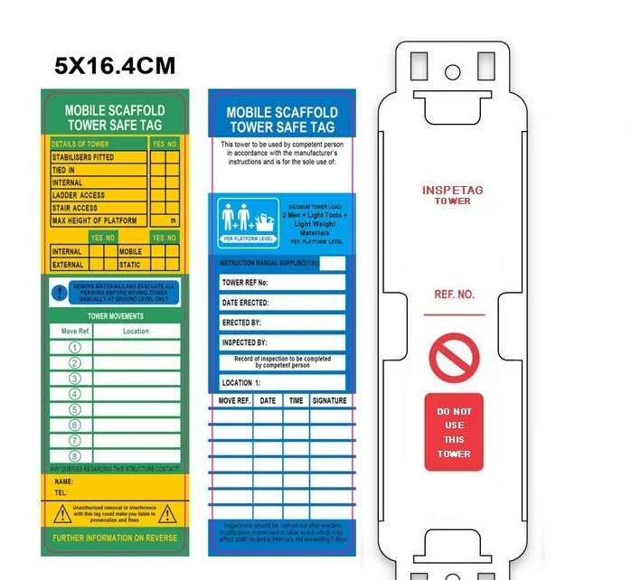 Universal Plastic Warning Sign Tower Scaffold Safety Tag Kits