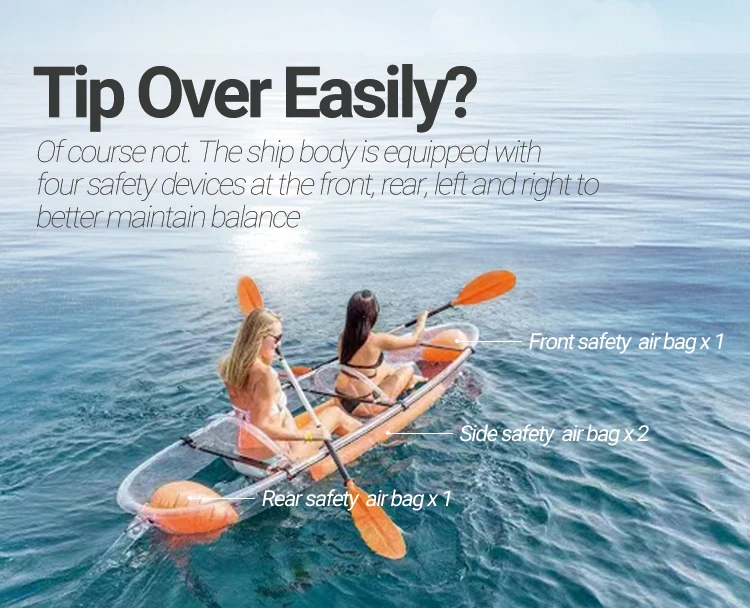 2 Person Kayak Transparent Polycarbonate Hand Rowing Unsinkable Ship