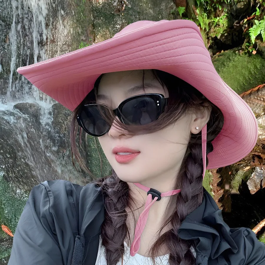 Chapeau de cowboy/pêcheur universel en nylon imperméable et à séchage rapide pour hommes et femmes, idéal pour la randonnée, le camping et la protection solaire._voghion.com