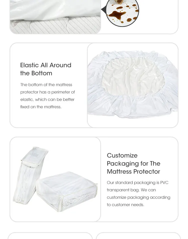 Factory Custom Hilton Hotel Bamboo Quilted Mattress Cover Terry Cotton