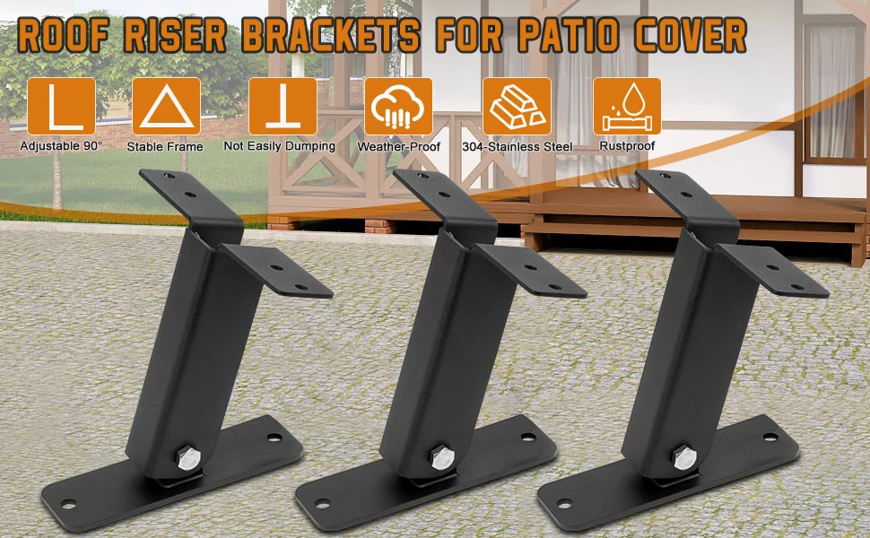 Roof Riser Brackets For Patio Cover Heavy Duty Adjustable Angle Gazebo