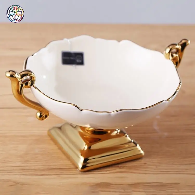 Multiple Dimensions Cream And Gold Fruits Decorative Salad Bowls Fruit