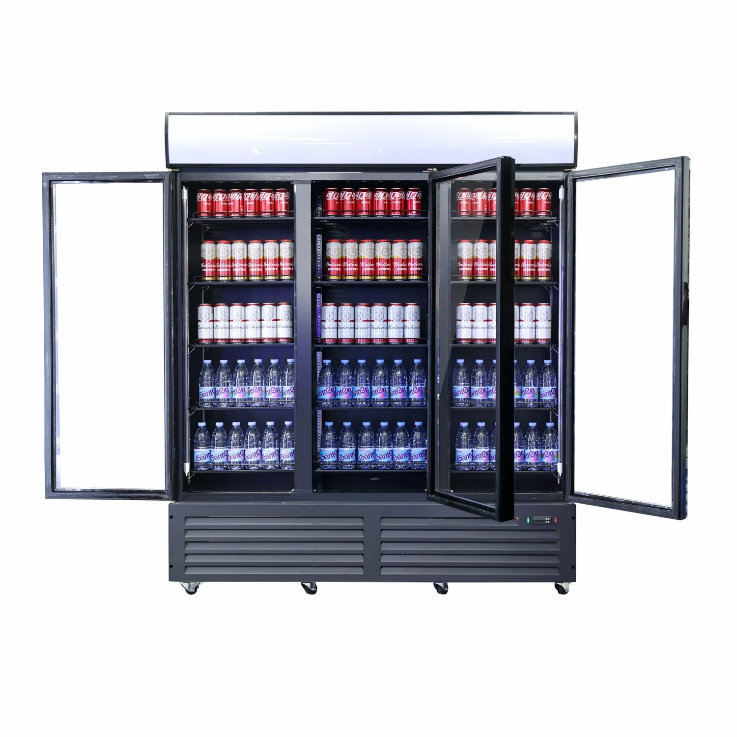 ETL Lg  Drink Display Showcase Cold  Coca Cola Glass Display Fan Cooling Merchandiser Cooler With Wheels