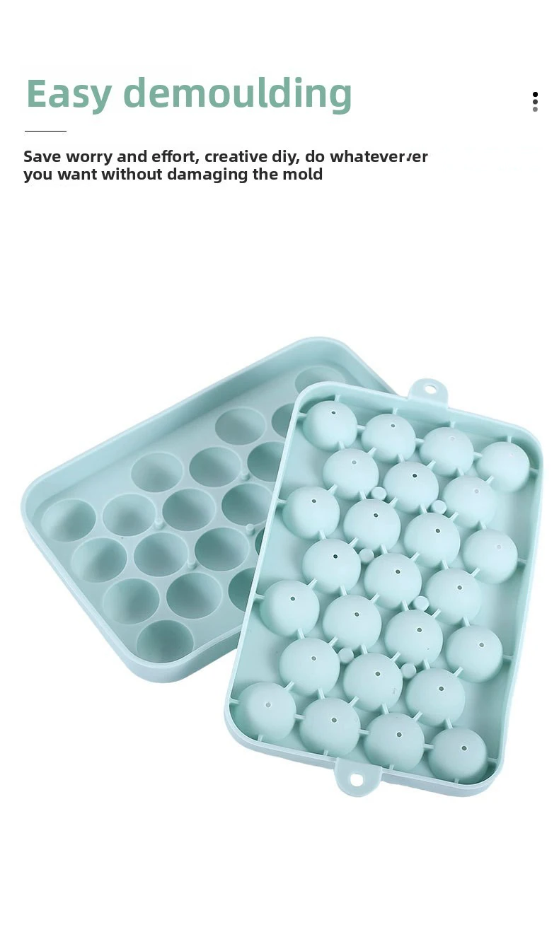 25 Grid Silicone Ball Ice Cube Mold with Easy Demold Fruit Round Ice Ball Mold Eco-Friendly and with Lid details