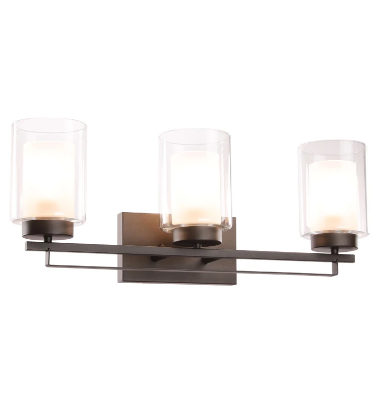 Wall Mounted Bathroom Light Modern Decorative Dark Brown Double Glass 3