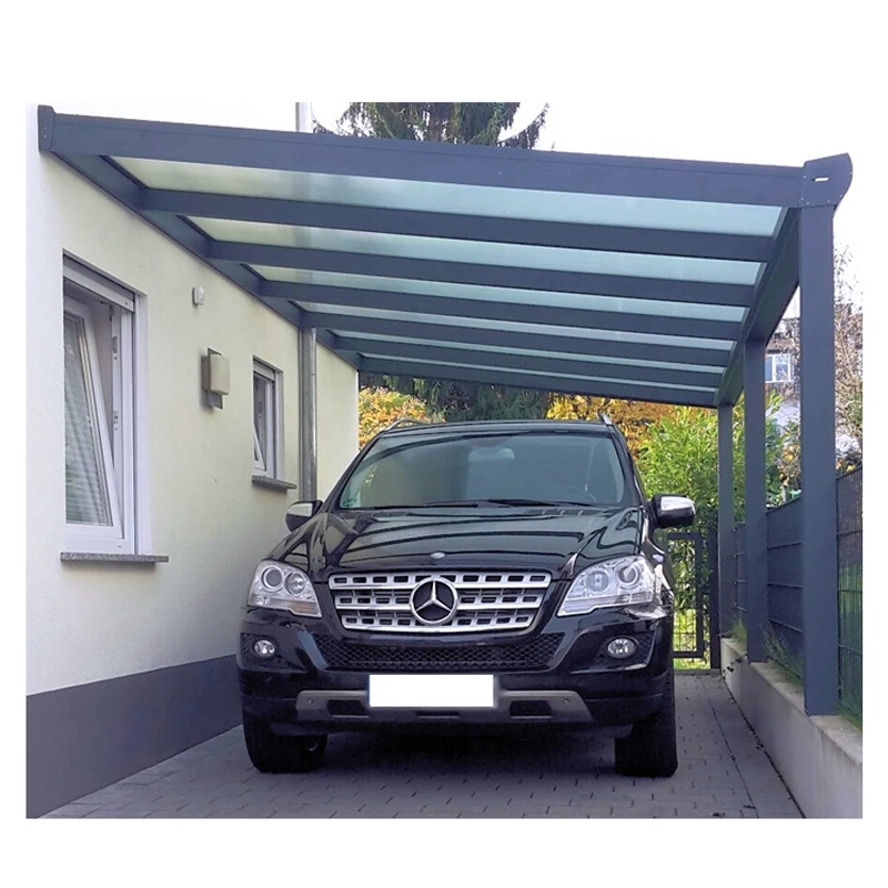 Modern Simple Design Metal Frame Polycarbonate Ceiling Family  Car Garage Canopy