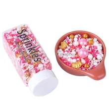 Valentine Rainbow Cake Sprinkles Edible Decorations Gold Pearly Sugar Beads Vermicelli Jimmies Sprinkles for Pastry Decoration