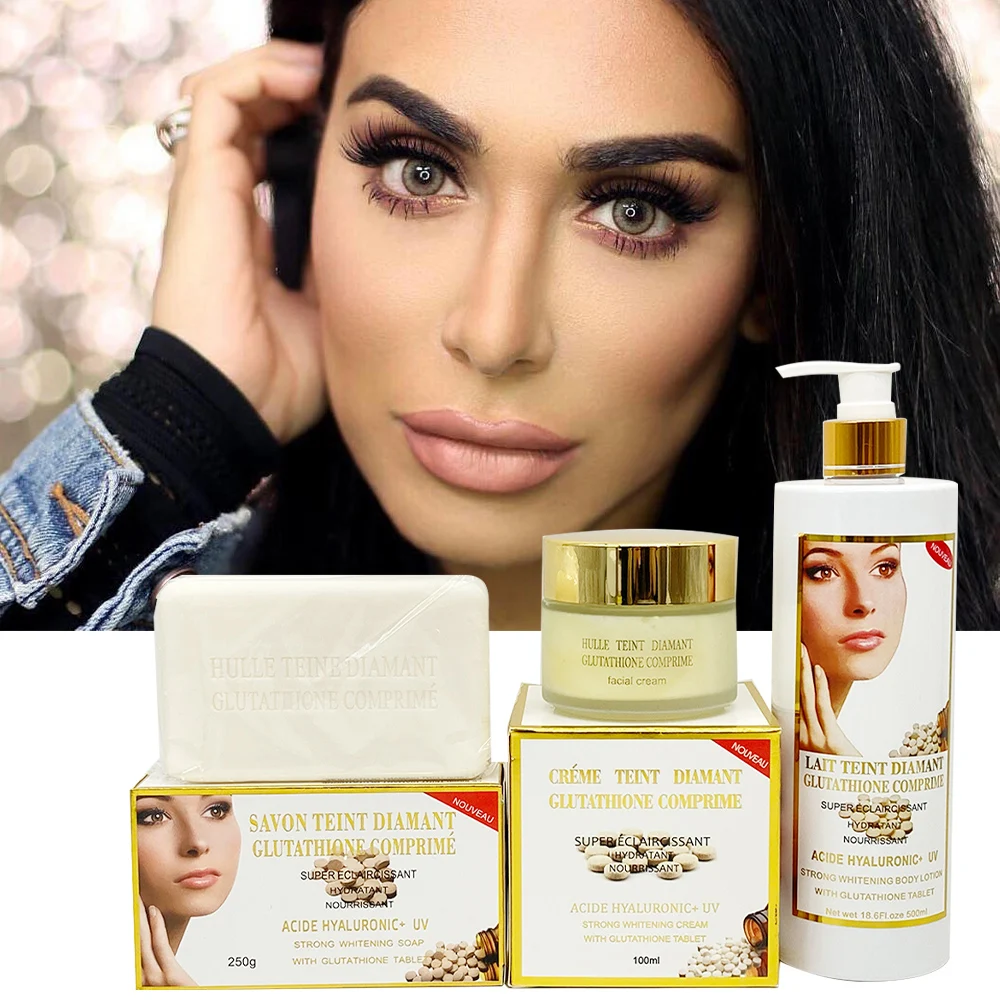 lait teint diamant glutathione comprimé OEM Natural Lait Tient Diamant Comprime Super Eclaircissant Hydratant  Nourissant with Glutathion Tablet Whitening Skin Care Set