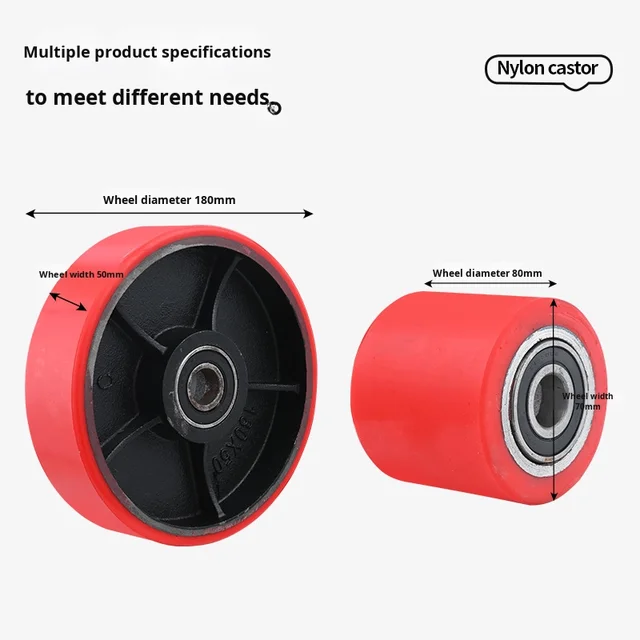Manual Hydraulic Single Ground Wheel Accessory PU Universal Forklift Wheel  Iron Core Single-row Deep groove Ball Bearing