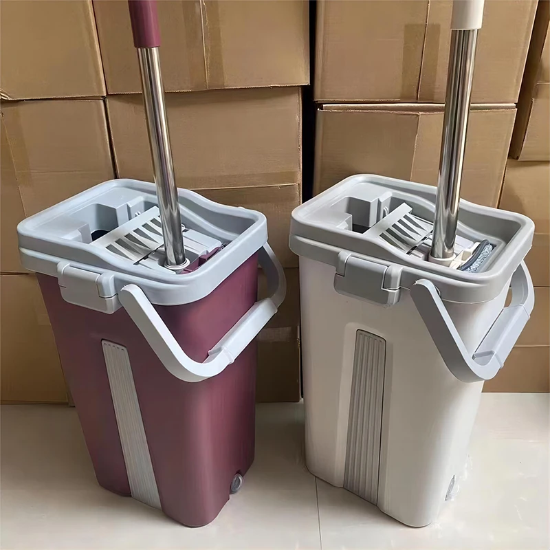 Hand-Free Rotating Mop with Automatic Squeeze Bucket for Household Cleaning