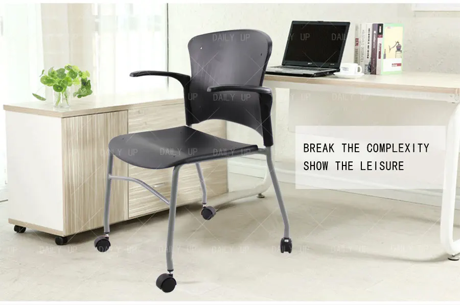 High Quality Kitchen Chair With Wheels Metal Frame Mobile Training Chair With Cushion And Ergonomic Armrest For Dining And Study